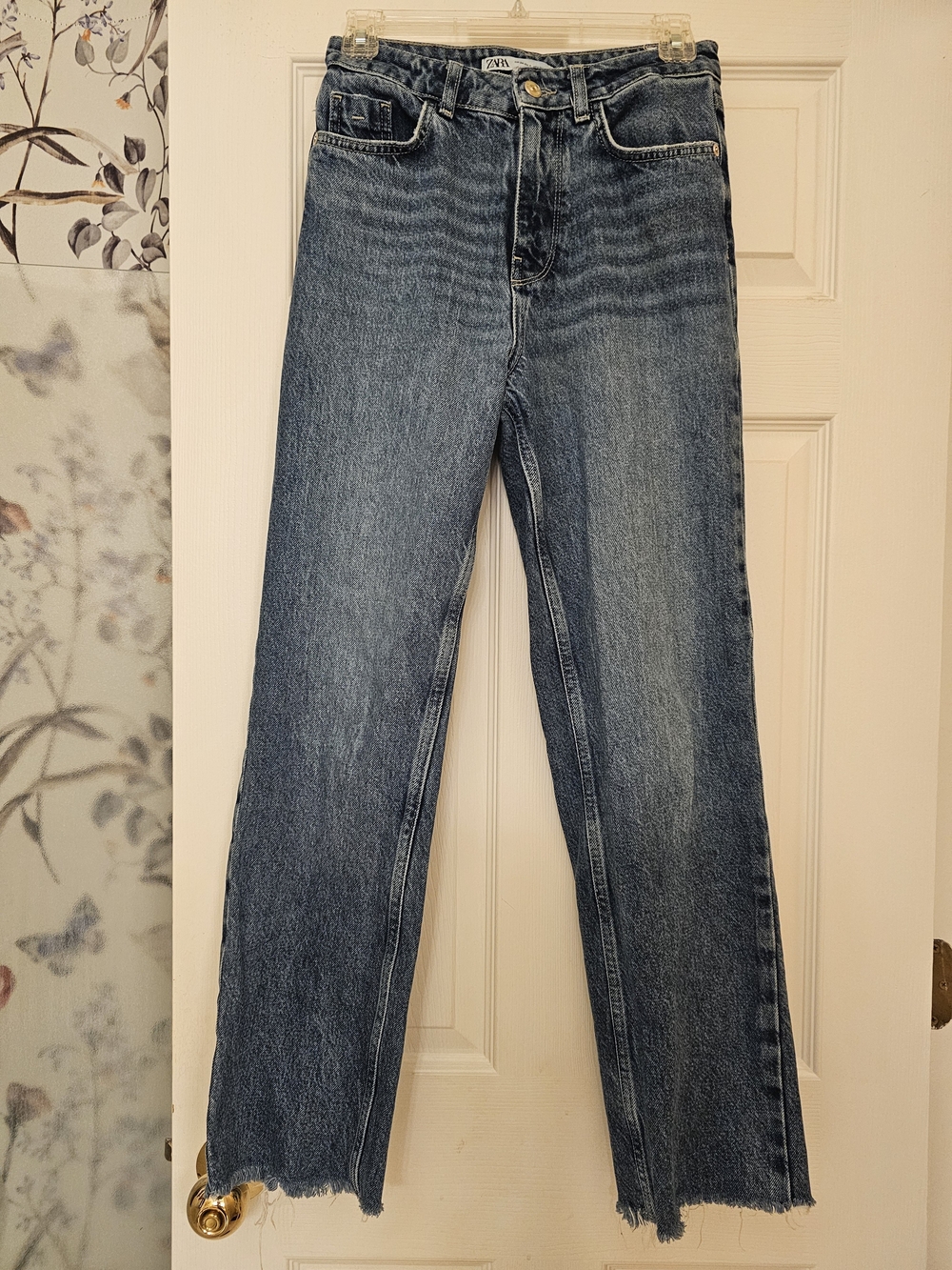 Zara High-Waist Straight Leg Jeans - Blue, Size 2